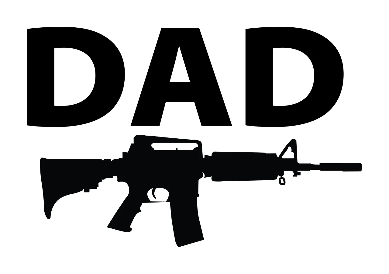 Dad Typography With A Rifle Silhouette Graphic black white