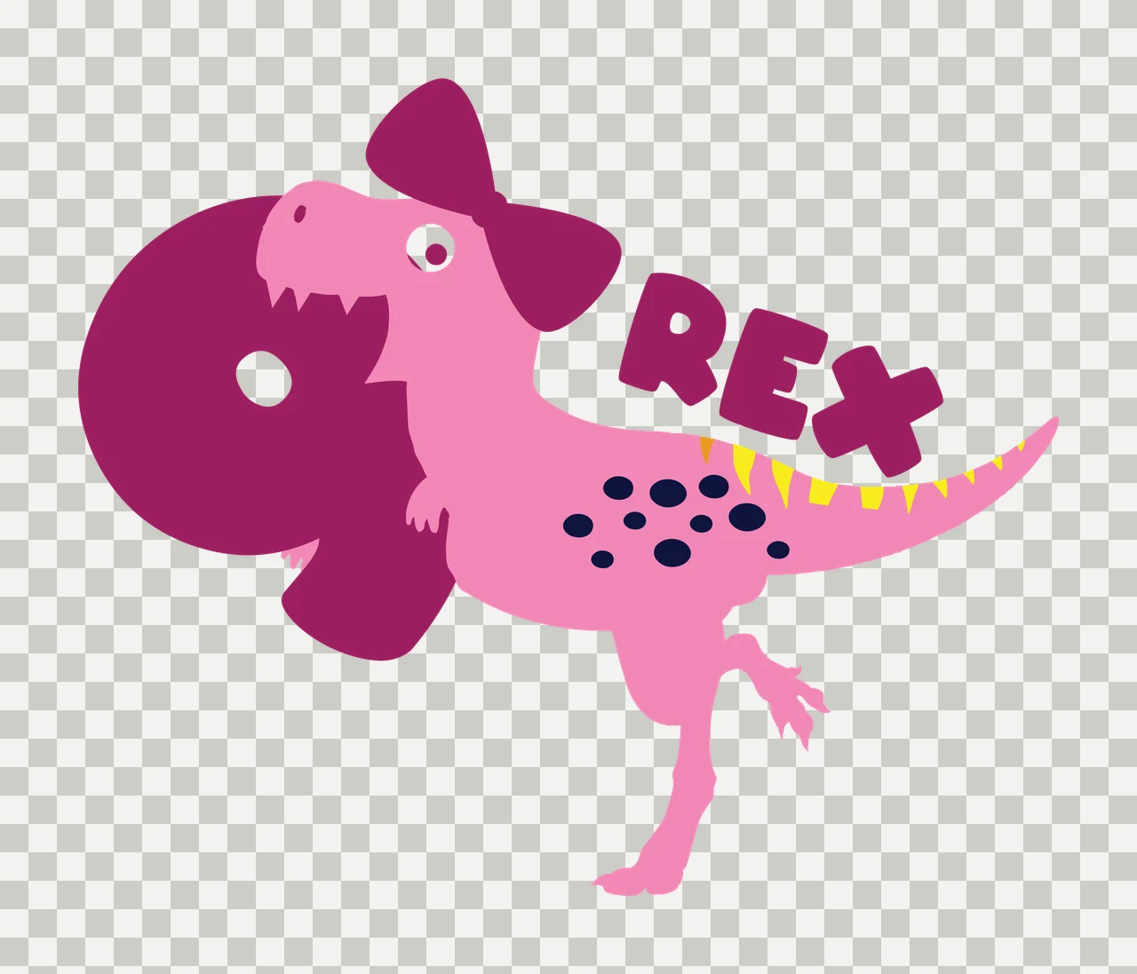Dinosaur Rex Silhouette With O standing letter R E X black transparency and detail preview thumbnail