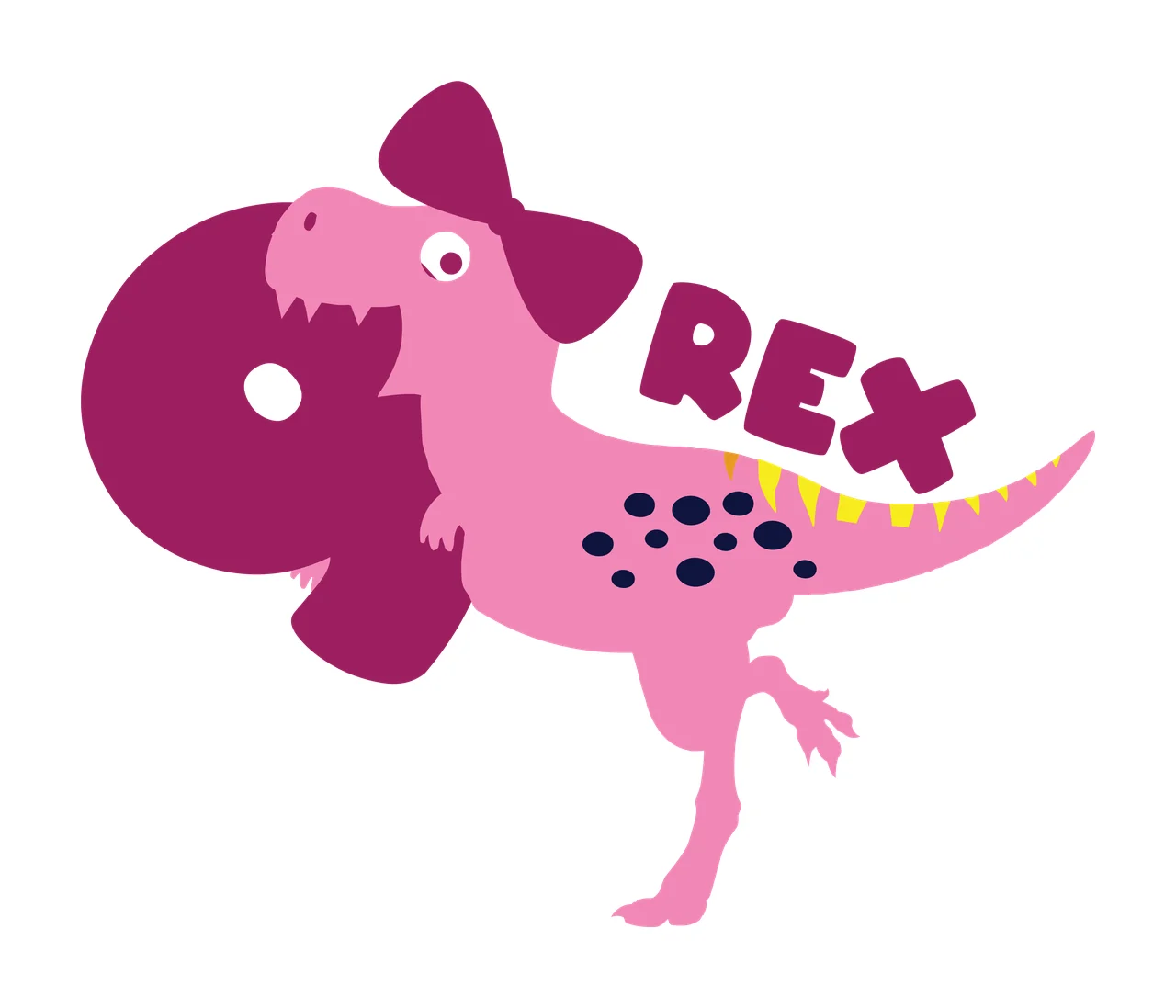 Dinosaur Rex Silhouette With O standing letter R E X black