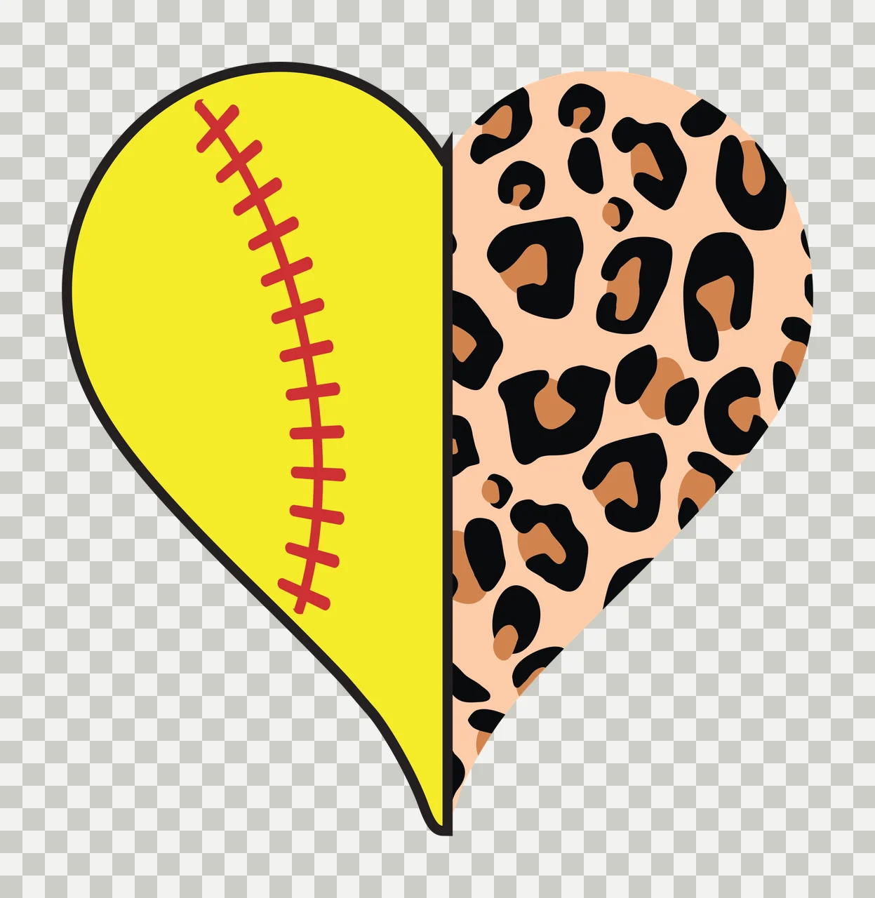 Heart Leopard Shape Featuring Solid Black And Print white plain transparency and detail preview thumbnail