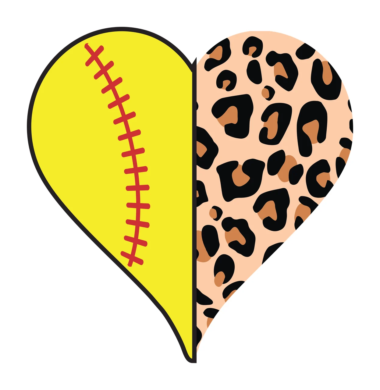 Heart Leopard Shape Featuring Solid Black And Print white plain