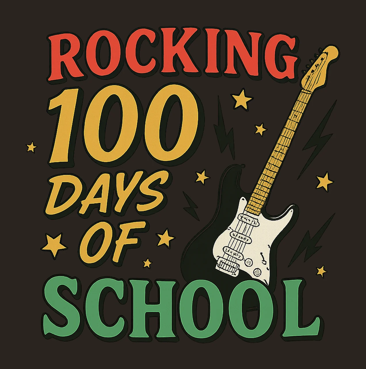 Rocking 100 Days Of School Music Teacher Design 100th Day contrast preview thumbnail