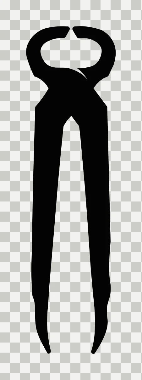 Silhouette Design of pincer pliers with pincers, handles, curved jaws and hand tool in black and white transparency and detail preview thumbnail