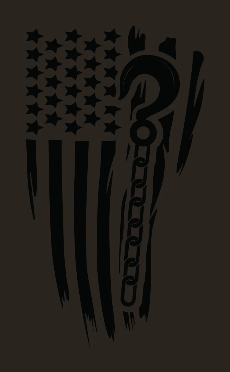 Flag With Chain And Hook stars stripes black white distressed contrast preview thumbnail