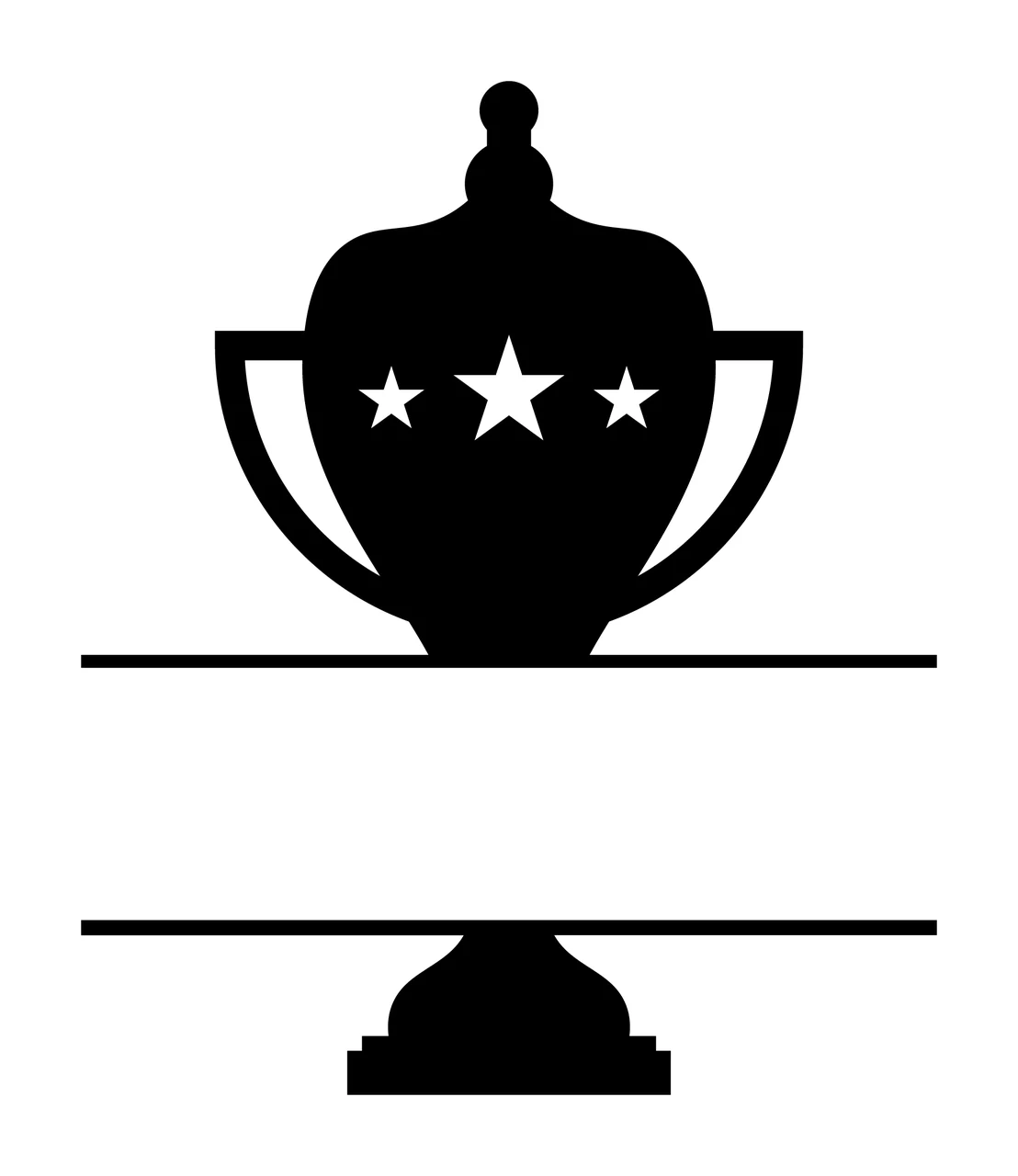 Black Trophy Cup With Three Stars And Horizontal standing banner