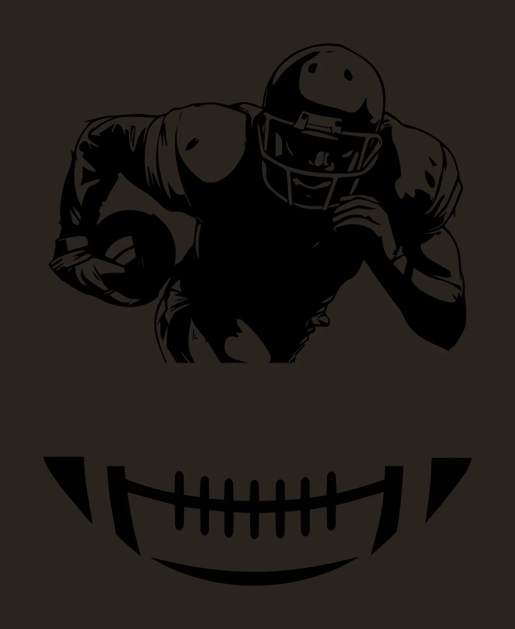Football Player Sprinting With Ball Silhouette helmet black contrast preview thumbnail
