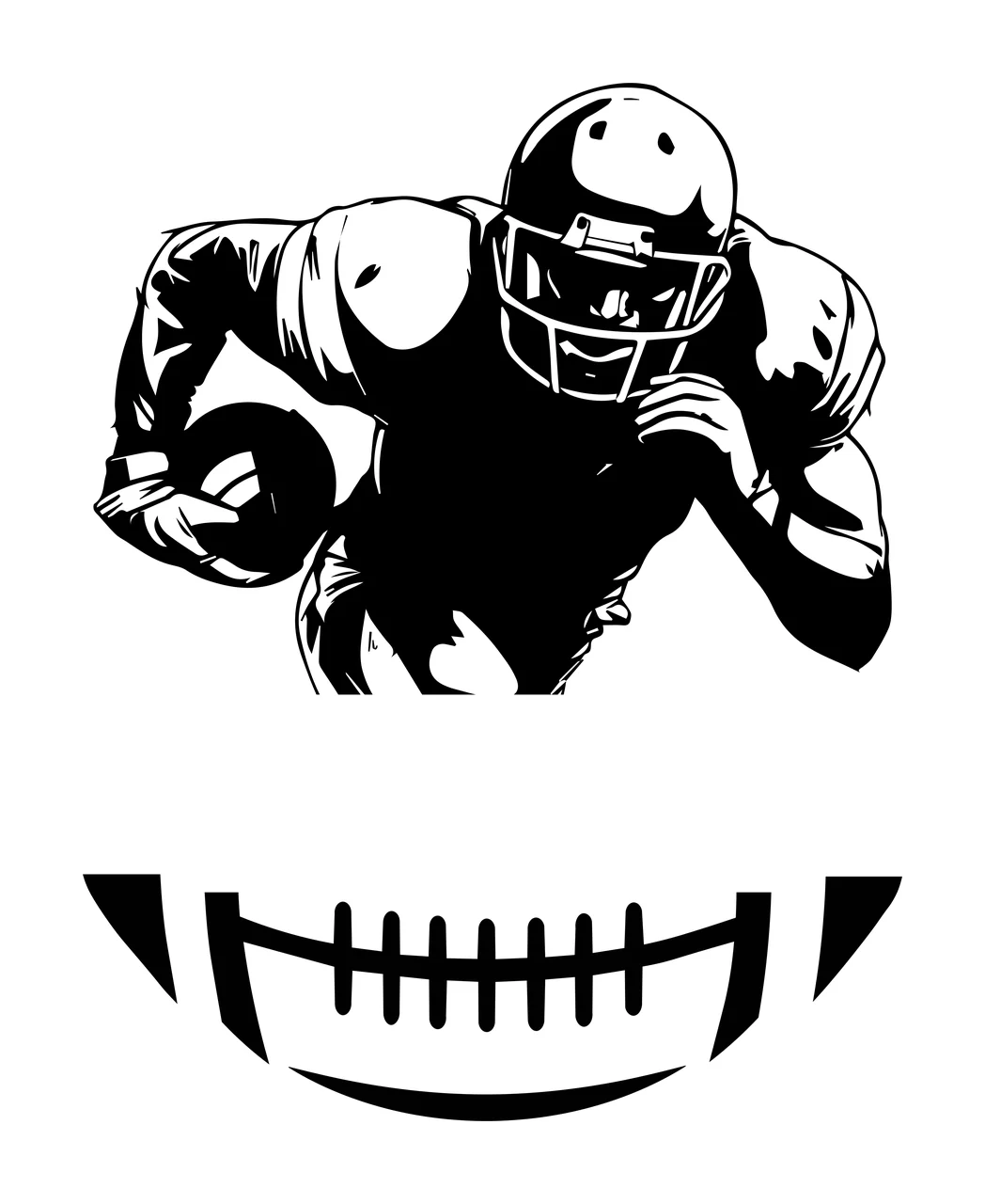 Football Player Sprinting With Ball Silhouette helmet black