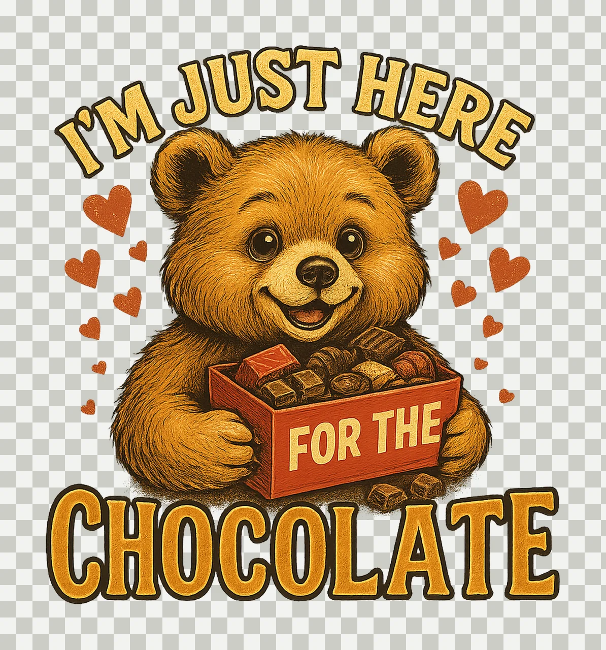 Just Here For The Chocolate Sassy Raccoon Valentine Snarky transparency and detail preview thumbnail