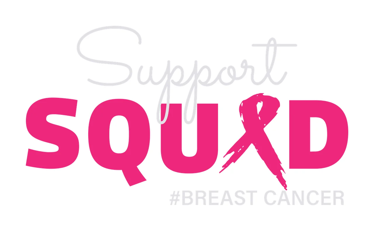 Support Squad Breast Cancer Ribbon Text black white typography
