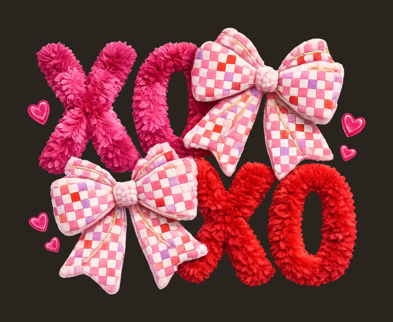 Valentine XOXO Faux Yarn Latch Hook Bow Coquette Sublimation contrast preview thumbnail