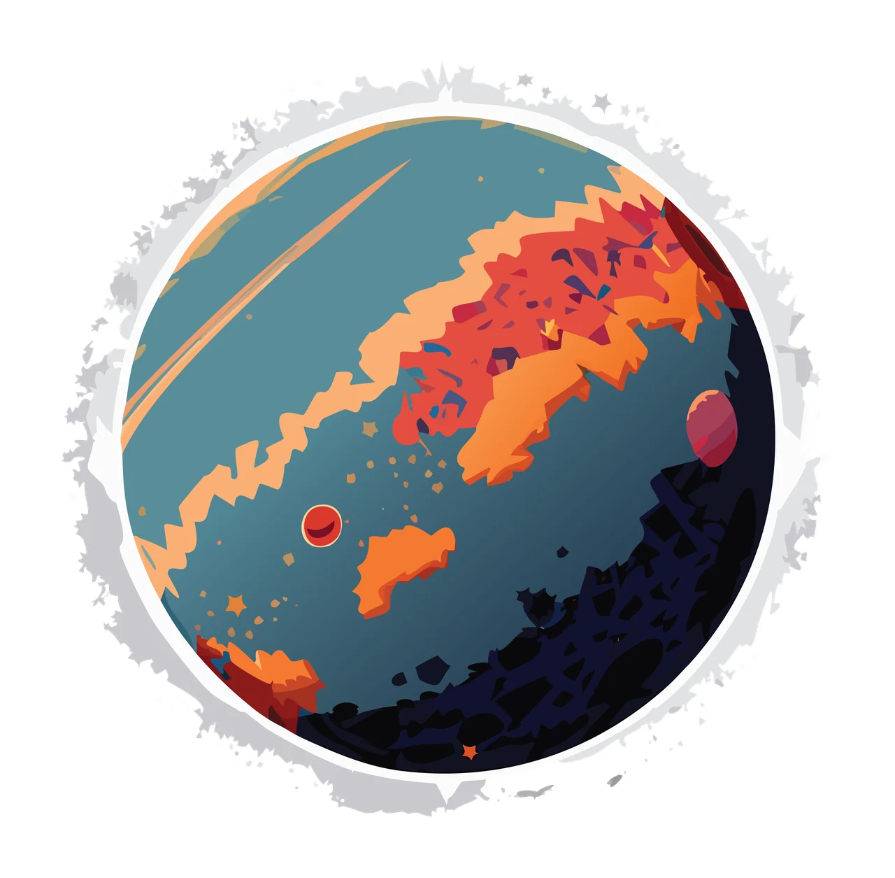 Rough Circular Frame With Stars framing splatters silhouette
