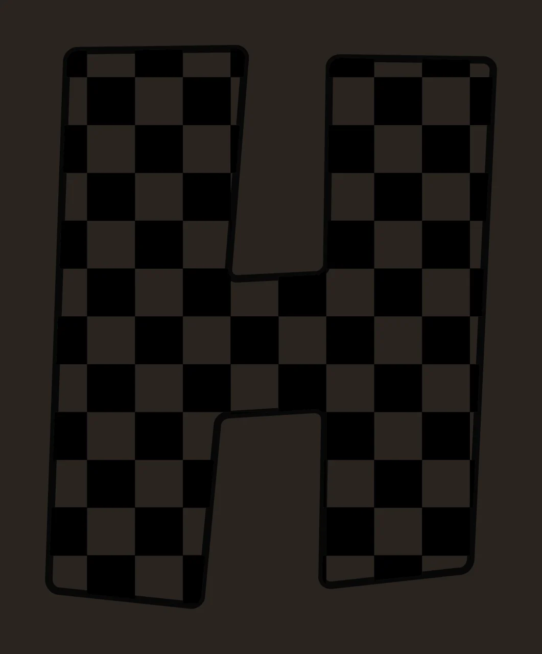 Can Glass Wrap H Letter With Checkered Pattern contrast preview thumbnail