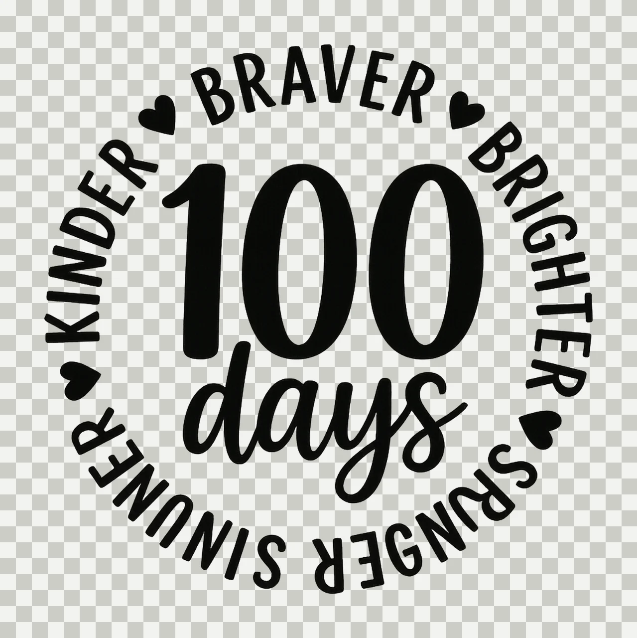 100 Days Braver Brighter Stronger Smarter Kinder Teacher transparency and detail preview thumbnail