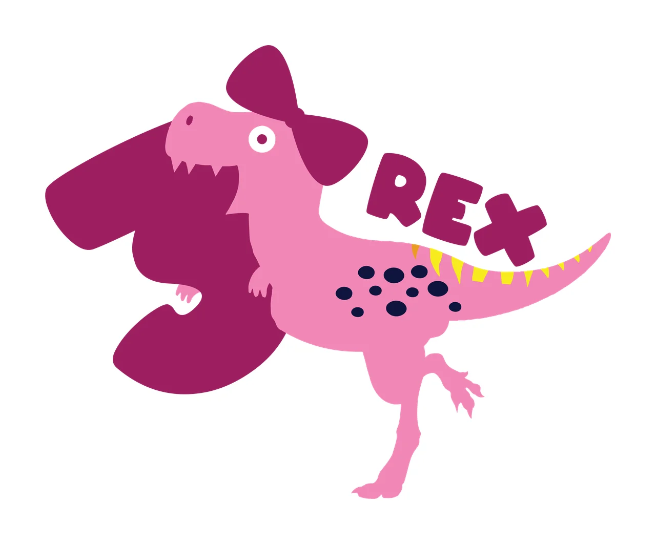 Dinosaur Rex Text Silhouette With Shape walking eye black white