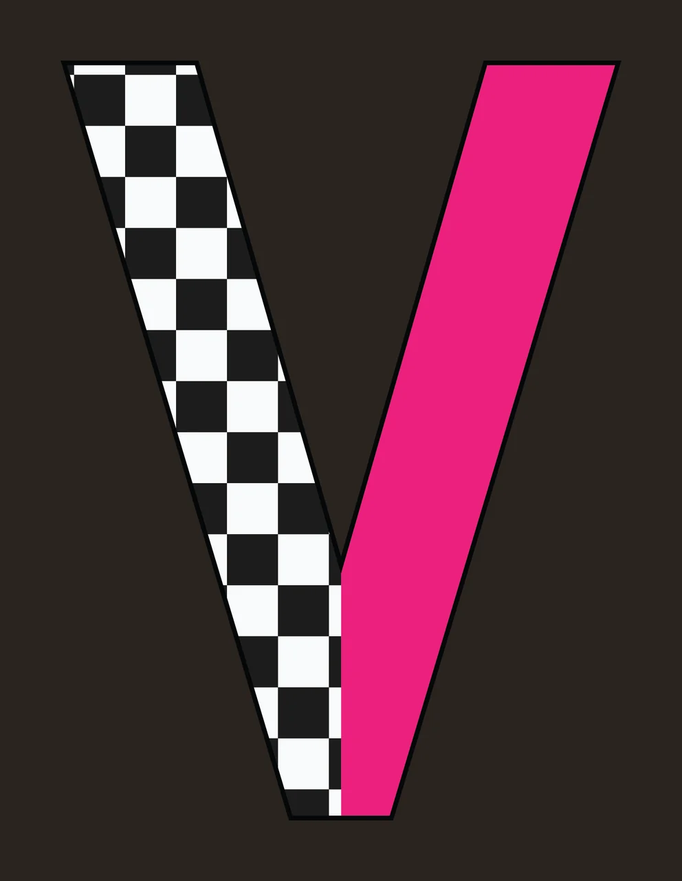 Can Glass Wrap V Letter Design Checkerboard Pattern contrast preview thumbnail