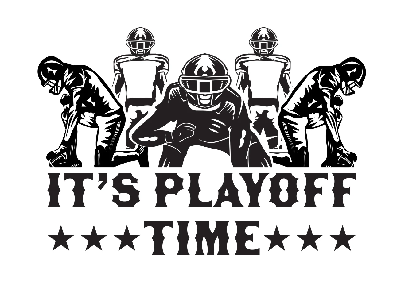 Playoff Football Players kneeling player helmet star silhouette