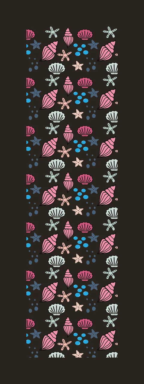 Seashell And Starfish Vertical Pattern seashells dots black contrast preview thumbnail