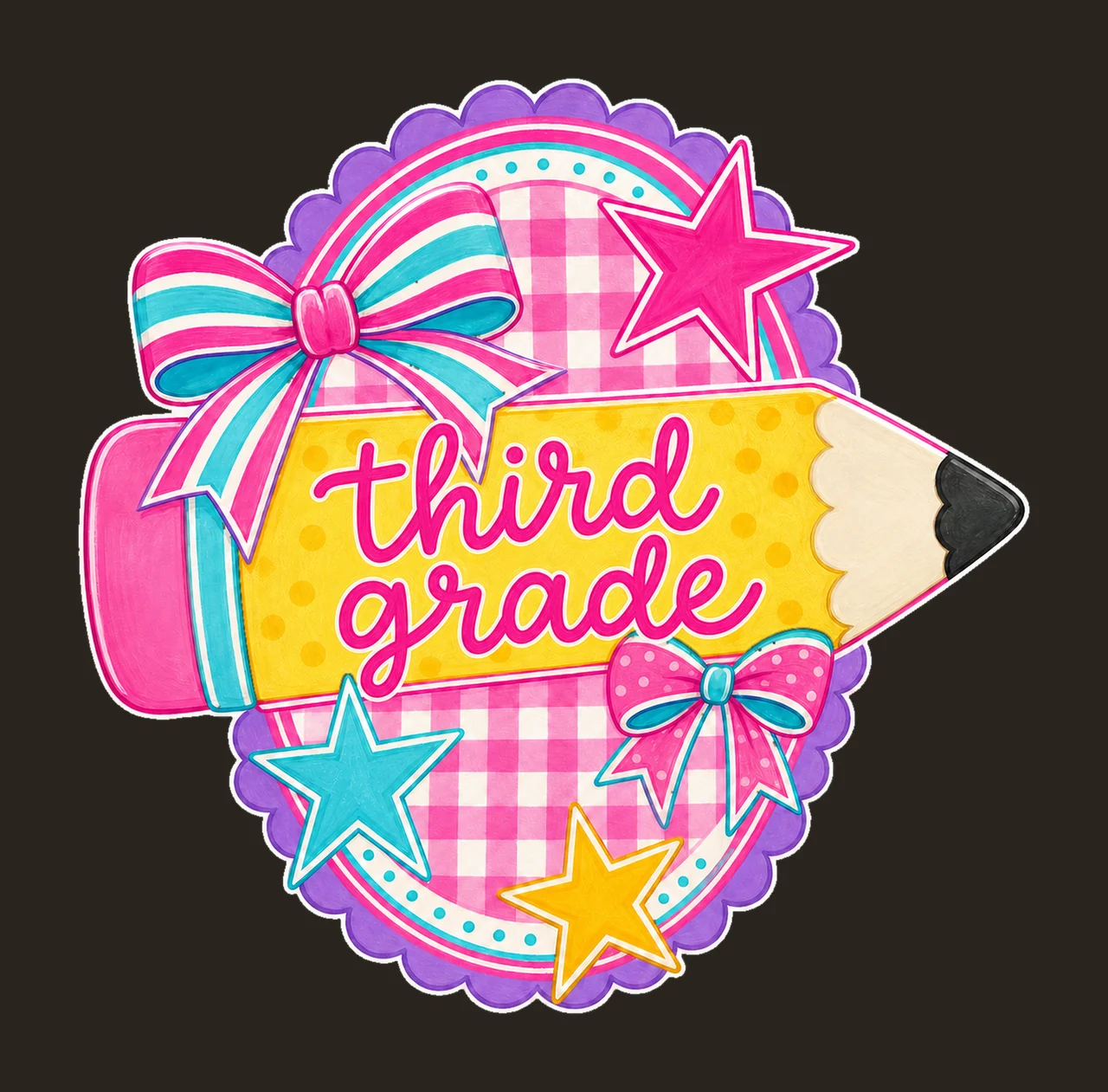 pencil pennant 05 third grade sublimation instant shirt contrast preview thumbnail