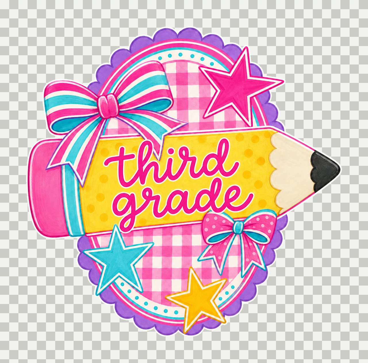 pencil pennant 05 third grade sublimation instant shirt transparency and detail preview thumbnail