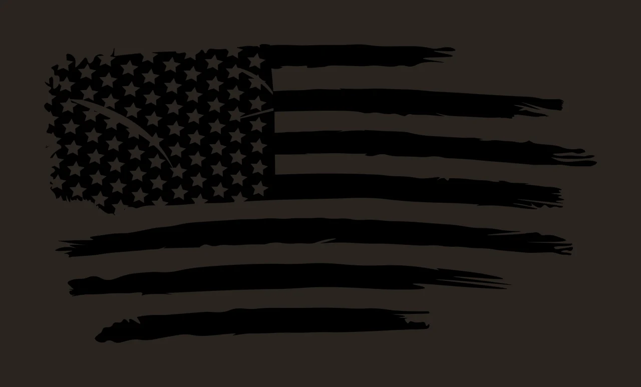 Black Flag American With Stars And Stripes distressed white silhouette contrast preview thumbnail
