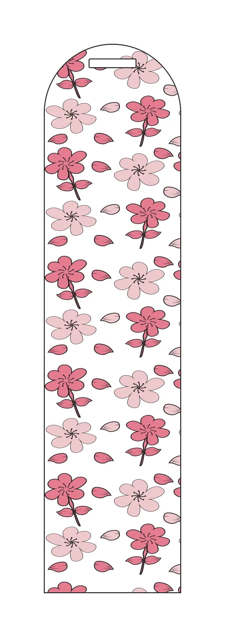 Floral Pattern With Silhouettes On Strip Flowers Arranged Leaves
