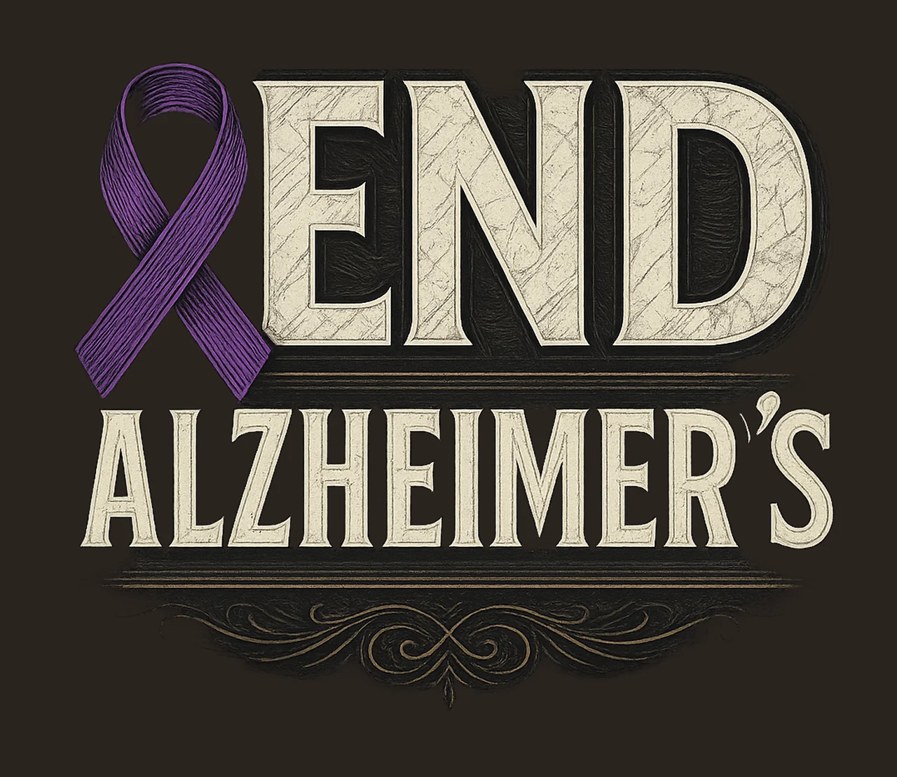 End Alzheimers Month Purple Ribbon Awareness Support contrast preview thumbnail