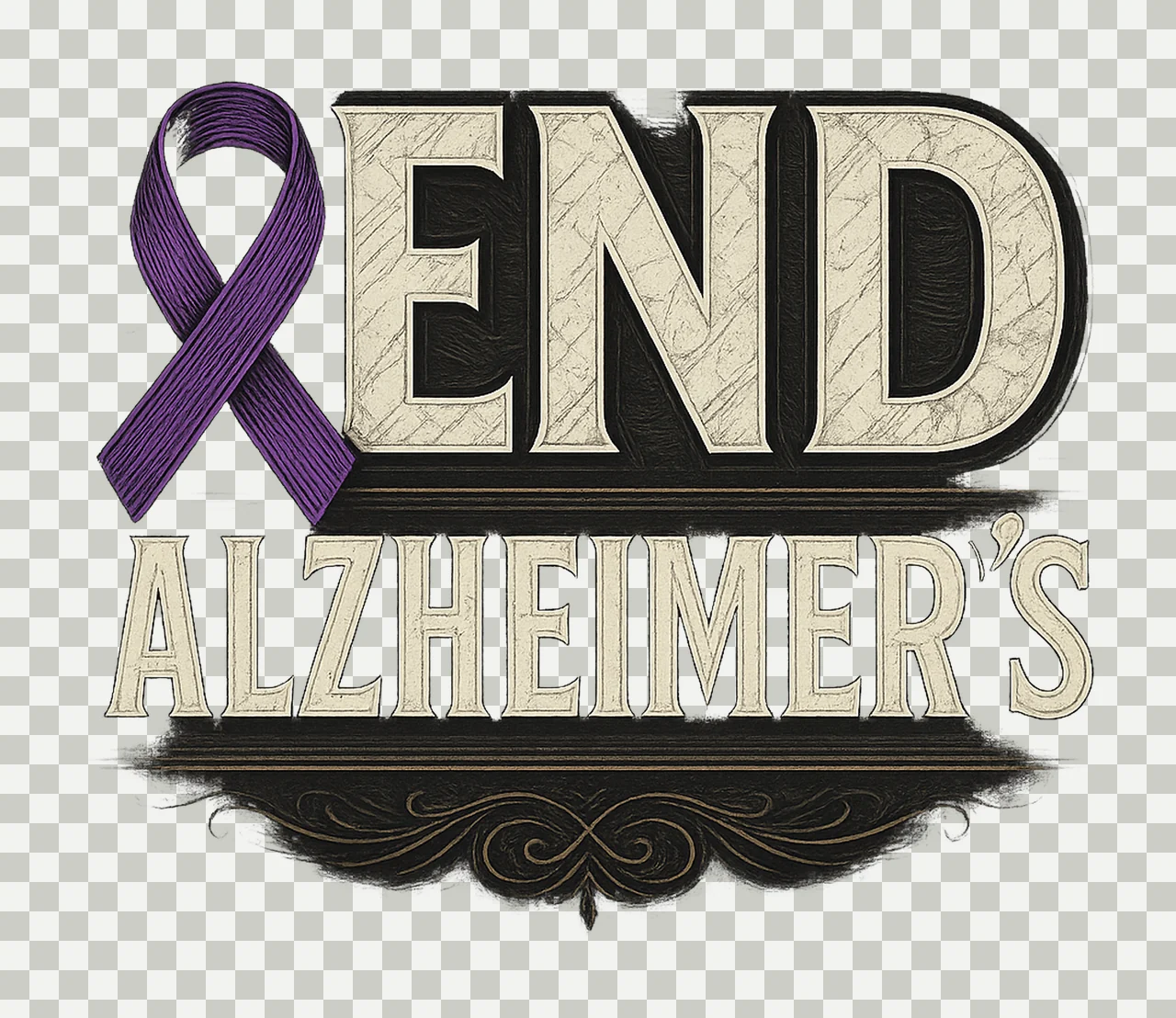 End Alzheimers Month Purple Ribbon Awareness Support transparency and detail preview thumbnail