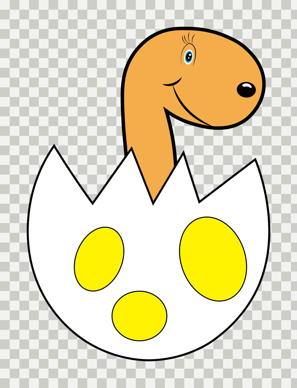 Dinosaur Black Silhouette Of Long Neck hatching egg shell white transparency and detail preview thumbnail