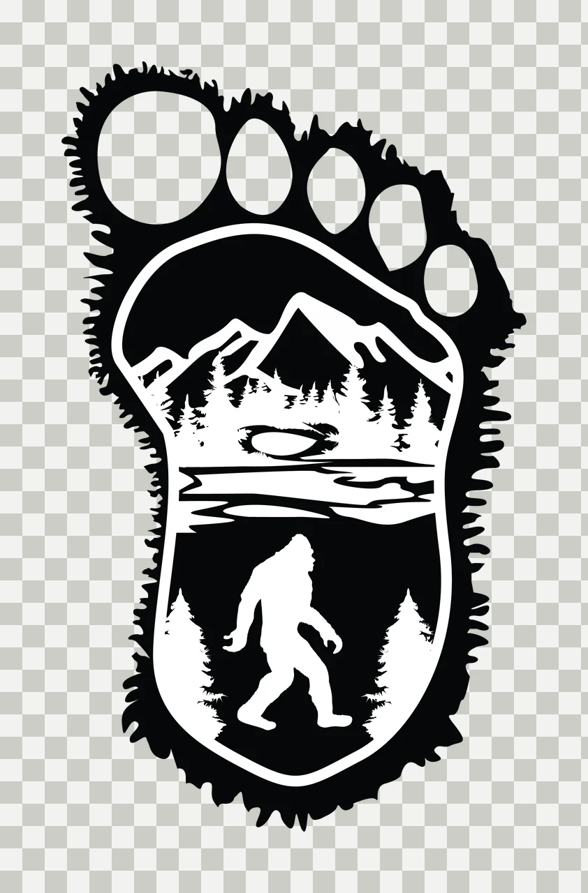 Foot Fuzzy Footprint Silhouette With Toes texture graphic black transparency and detail preview thumbnail