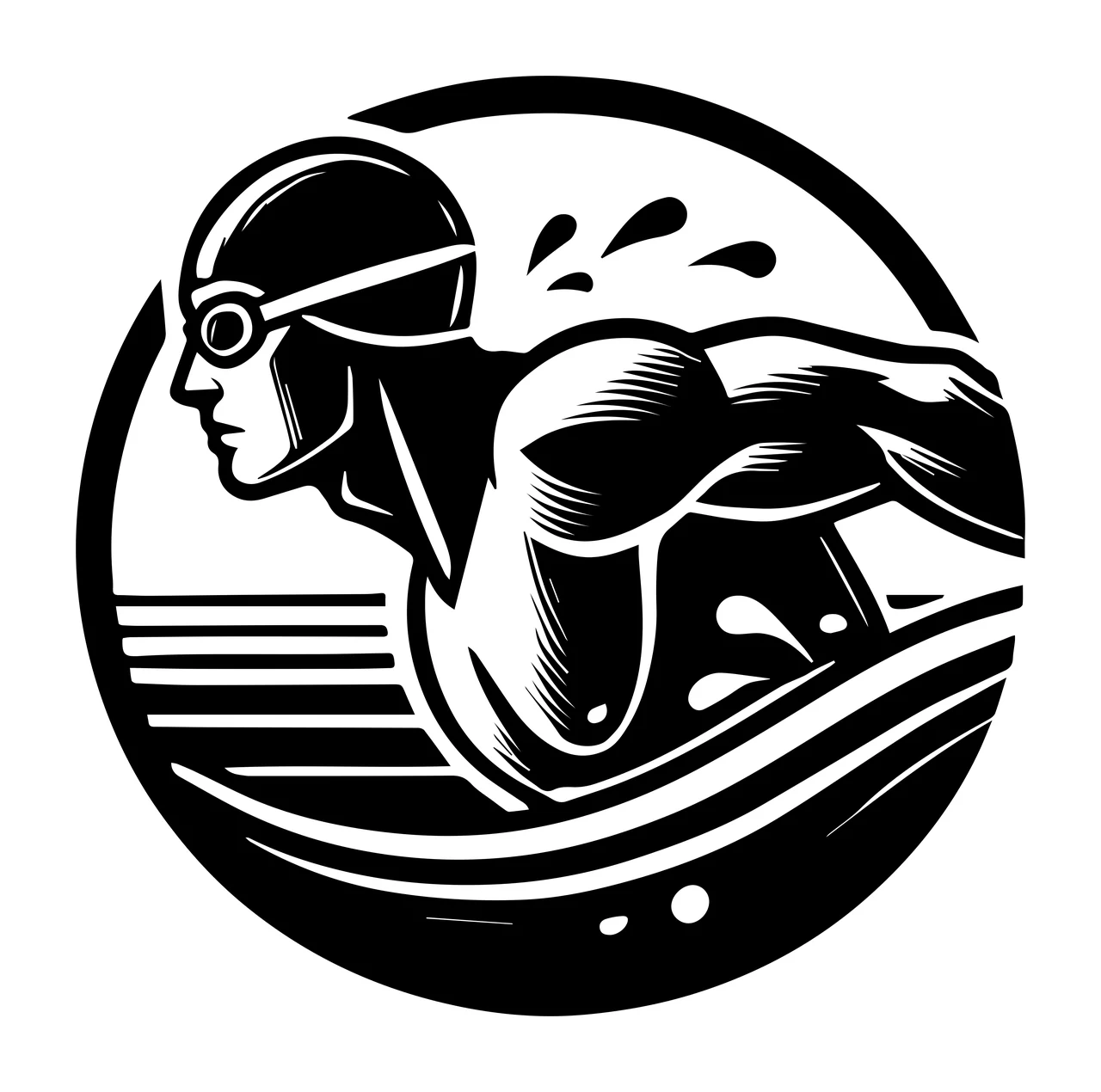 Swimming Circular Icon Of Athlete swimmer goggles water circle