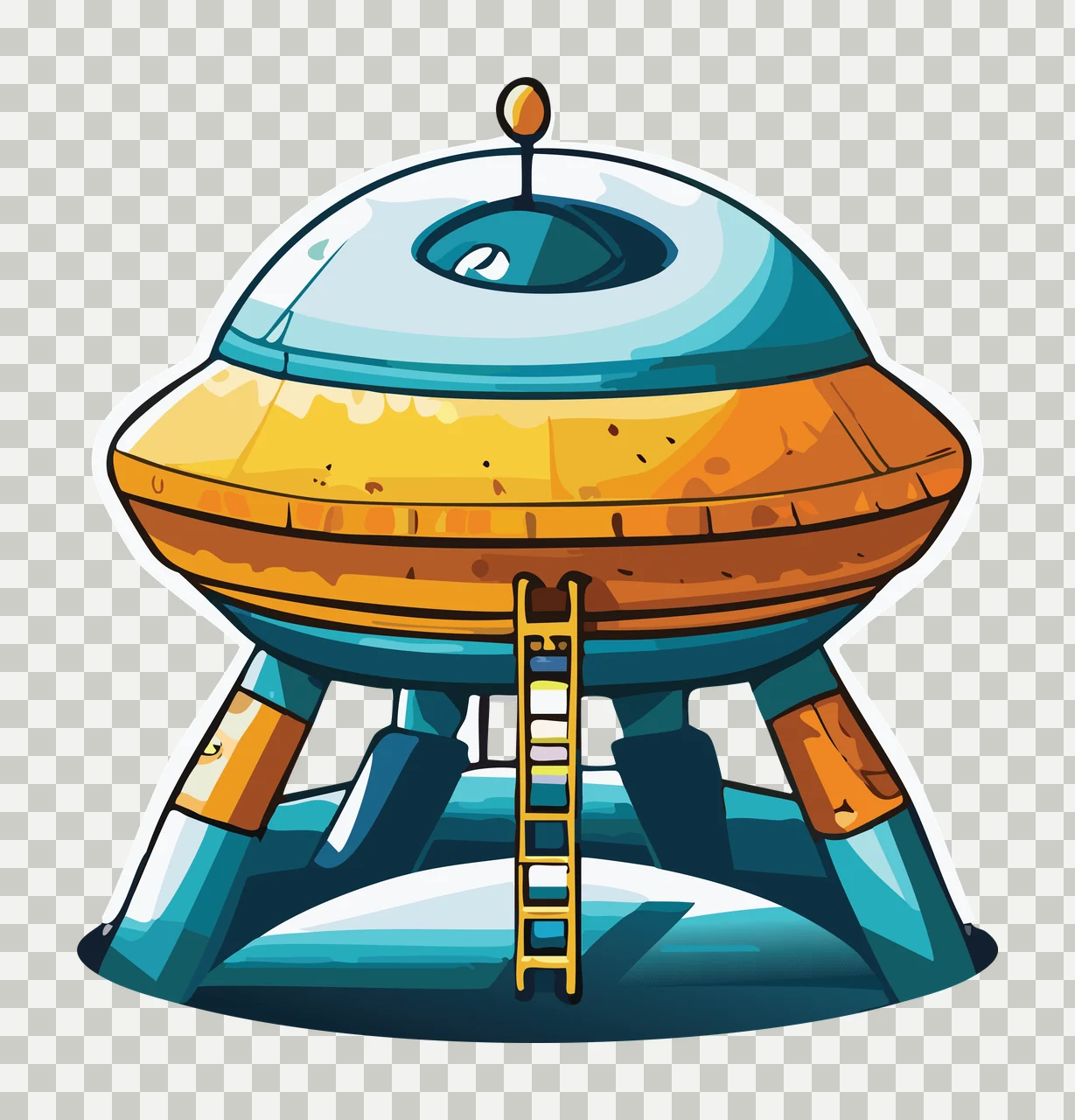 Space Black Outline Circular Vehicle Hovering spacecraft legs transparency and detail preview thumbnail