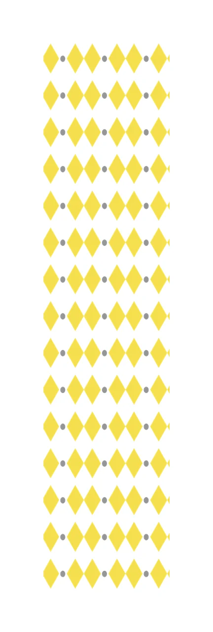 Geometric pattern Illustration with yellow diamonds, grey dots, rhombuses and vertical strip in white