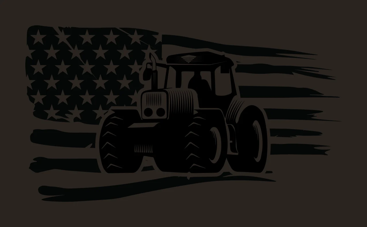 Tractor Flag Silhouette Over Distressed American Superimposed contrast preview thumbnail