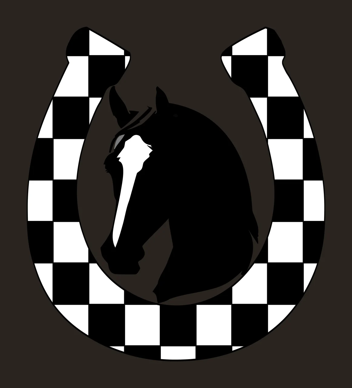 Horse Head In Horseshoe Silhouette and Framing Graphic Black contrast preview thumbnail