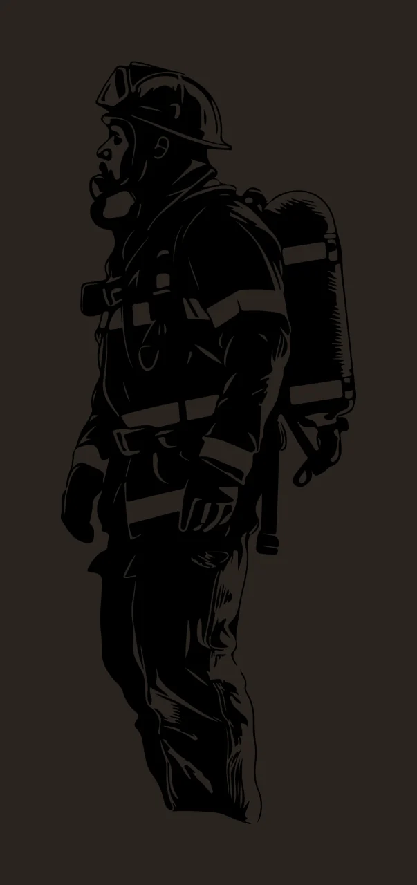 Firefighter In Uniform With Oxygen Tank Standing helmet Illustrative contrast preview thumbnail