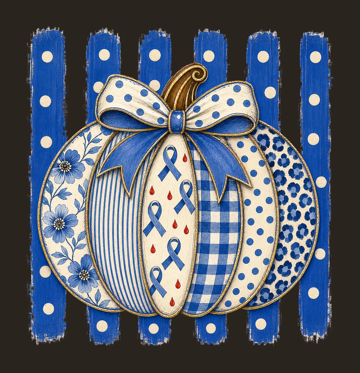 Diabetes Awareness Pumpkin Blue Coquette Variation C contrast preview thumbnail