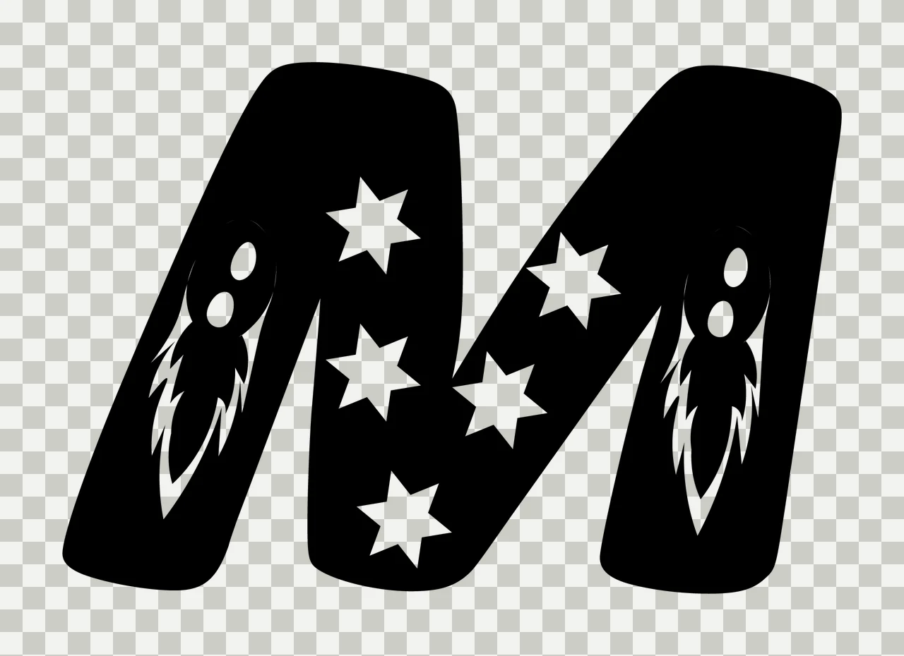 M Letter With Stars And Abstract Patterns transparency and detail preview thumbnail