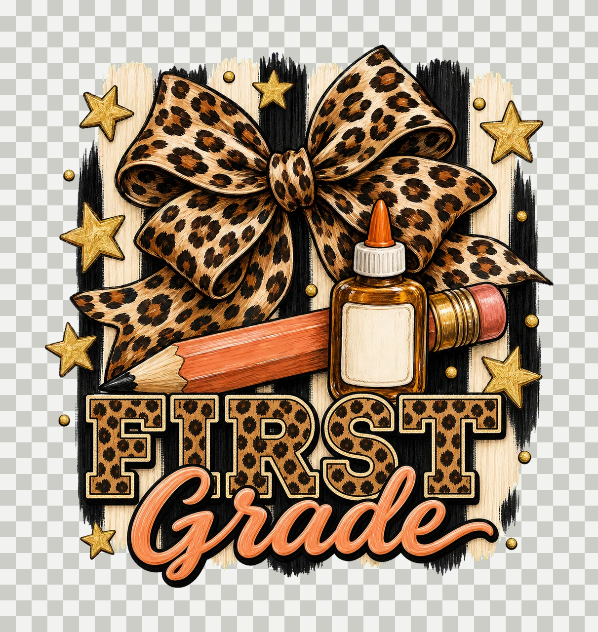 Leopard Coquette Pencil Back To School Pre Variation C transparency and detail preview thumbnail