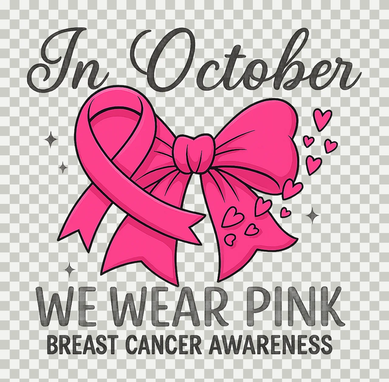 In October We Wear Pink Breast Cancer Awareness Retro Breast transparency and detail preview thumbnail