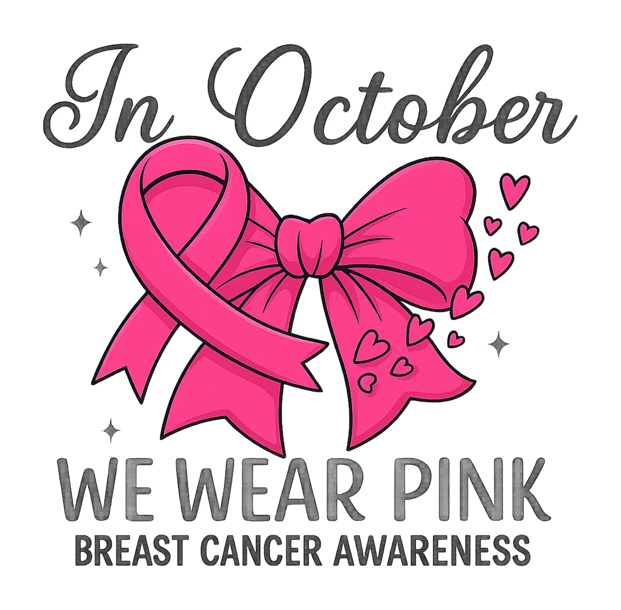 In October We Wear Pink Breast Cancer Awareness Retro Breast