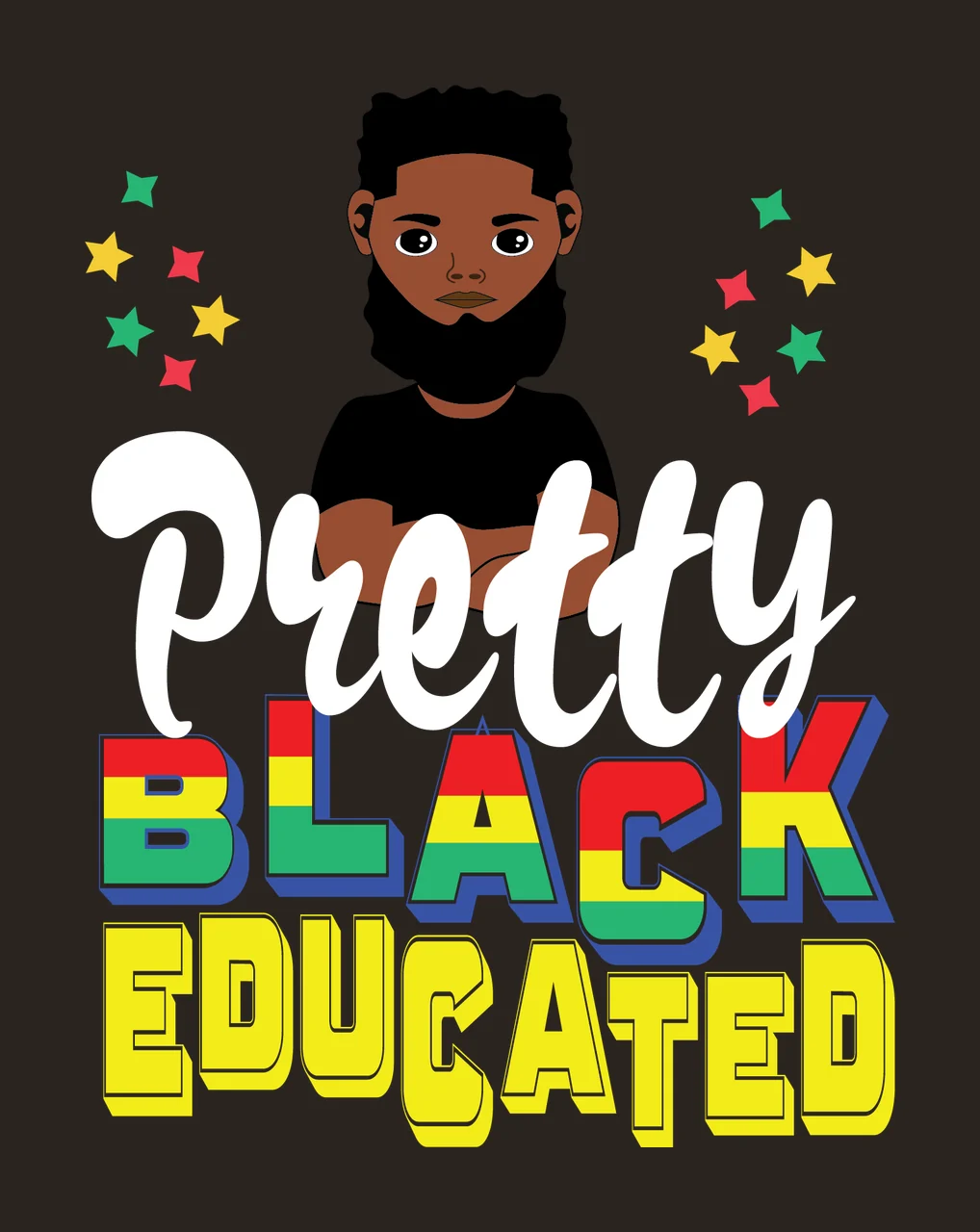 Pretty Black Educated Text With Stars silhouette display woman contrast preview thumbnail