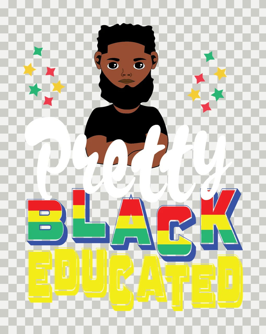 Pretty Black Educated Text With Stars silhouette display woman transparency and detail preview thumbnail