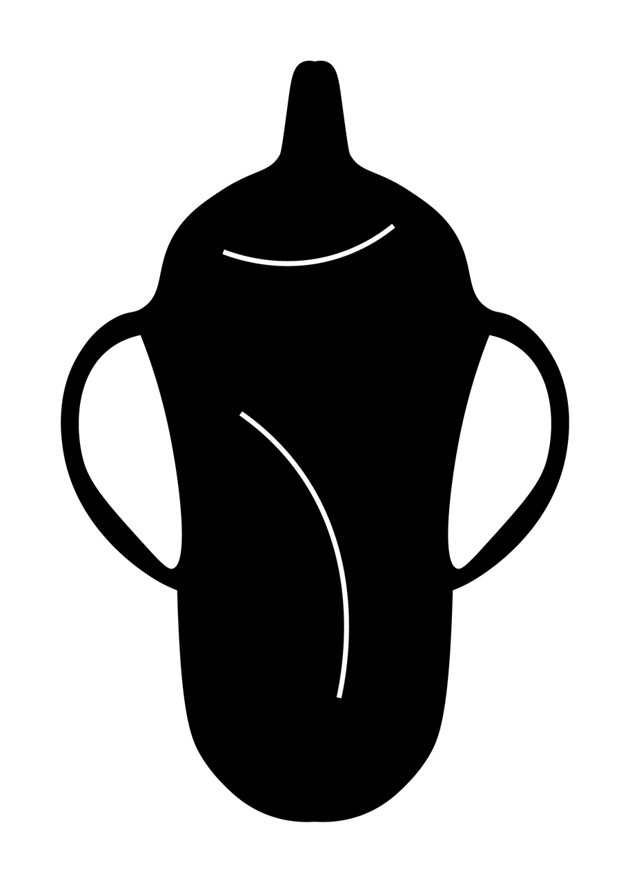 Baby Bottle With Container And Silhouette In Black