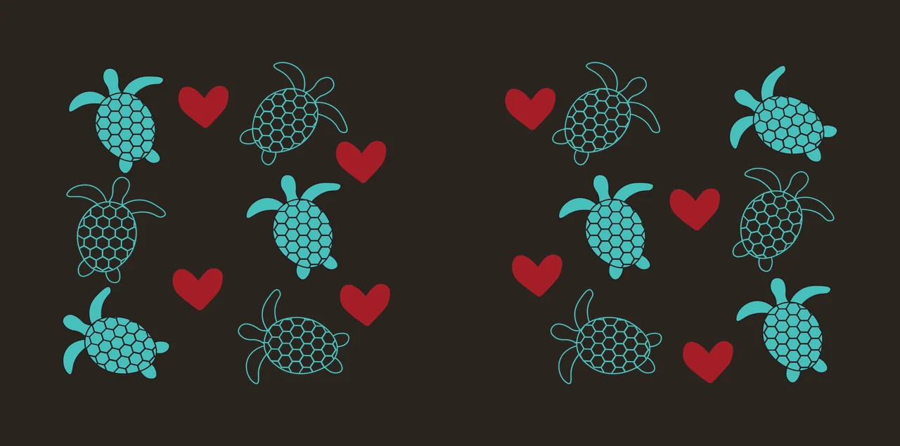 Sea Can Glass Wrap Patterned Turtle And Heart turtles floating contrast preview thumbnail