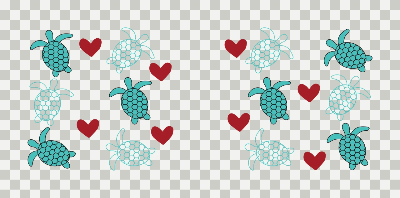Sea Can Glass Wrap Patterned Turtle And Heart turtles floating transparency and detail preview thumbnail