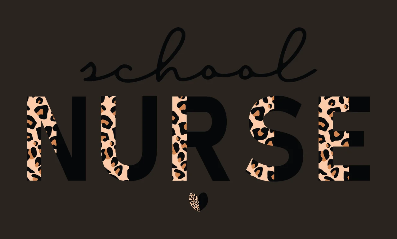 School Nurse Typography With Heart written black white and Variation contrast preview thumbnail