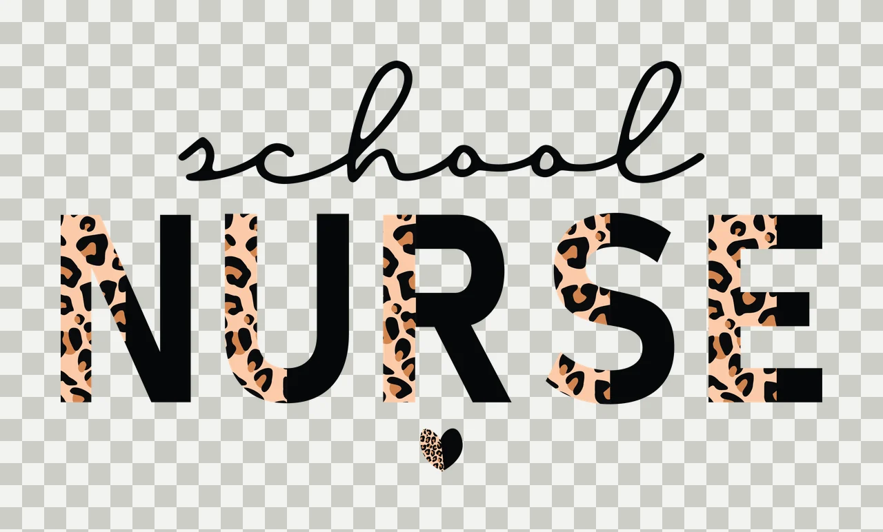 School Nurse Typography With Heart written black white and Variation transparency and detail preview thumbnail