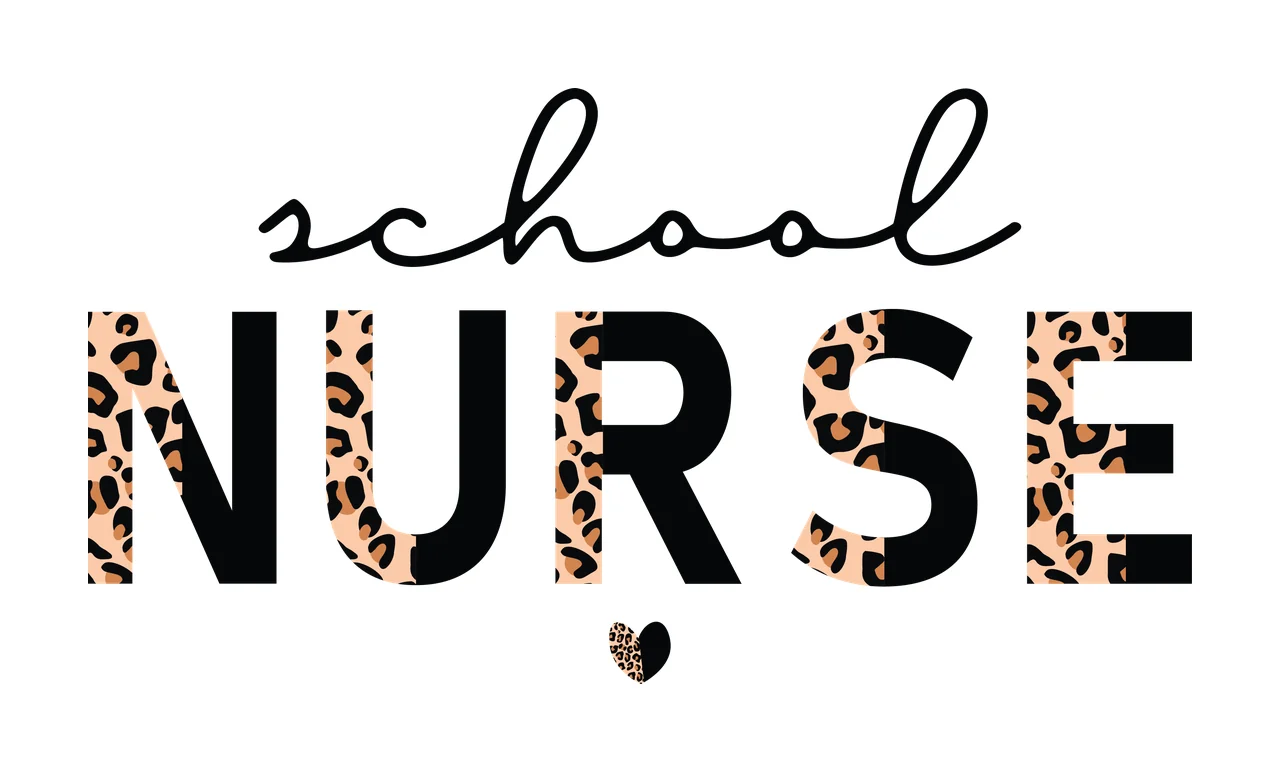 School Nurse Typography With Heart written black white and Variation
