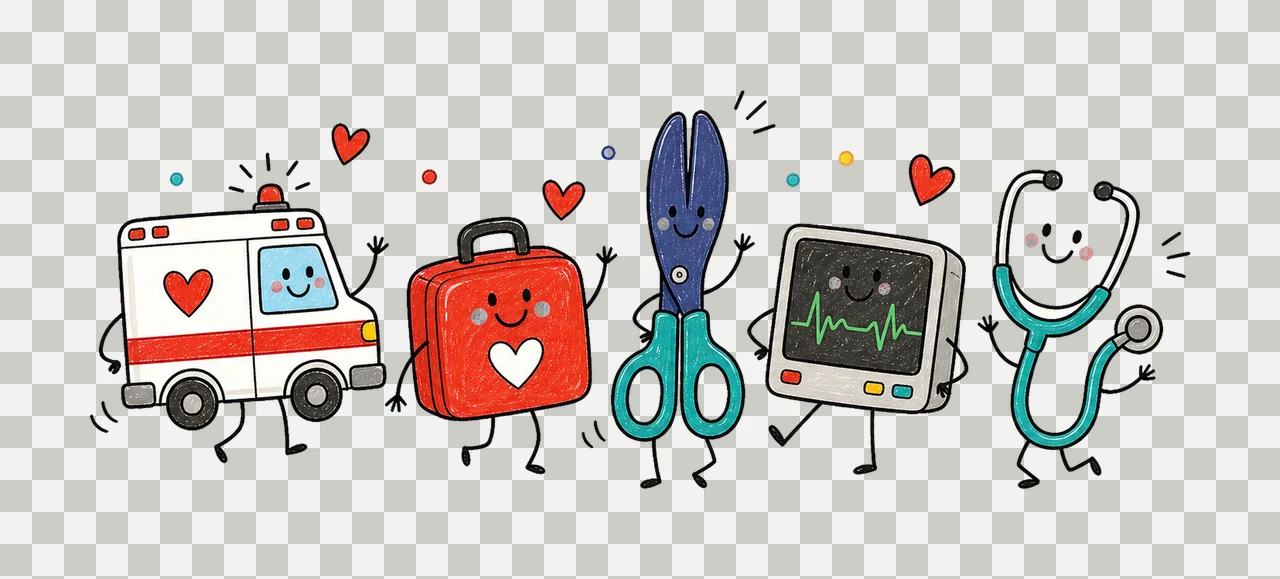 EMT Doodle Character Emergency Medical Variation A transparency and detail preview thumbnail