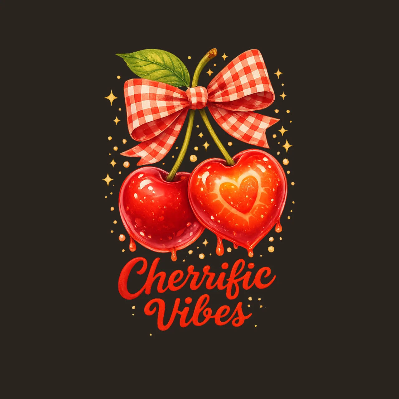 Cherry Coquette Bow Cherrific Vibes Sublimation Design Cute contrast preview thumbnail